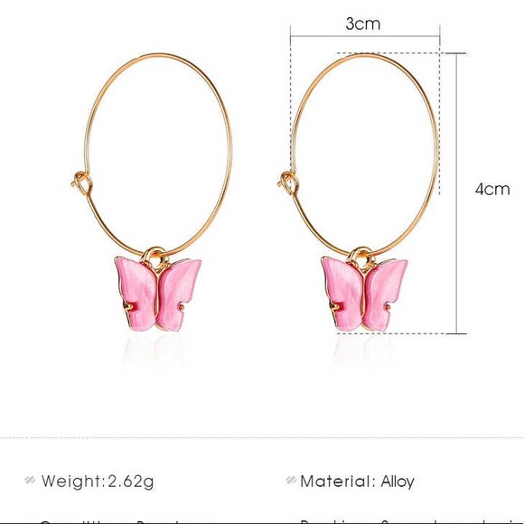 Pink Butterfly Hoops 🦋 - Picture 3 of 3